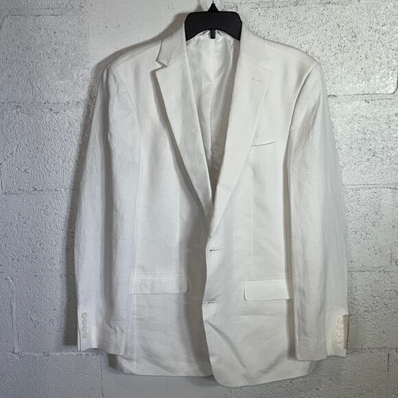 Bar III Men's Slim-Fit White 100% Linen Suit Jacket white 40L $360 - Picture 1 of 10